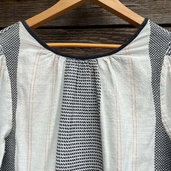 Ace & Jig stripe blouse in black & ivory stripe with neck tie - Size M - Picture 3 of 6